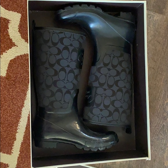 Coach Black Rainboots - Picture 1 of 3